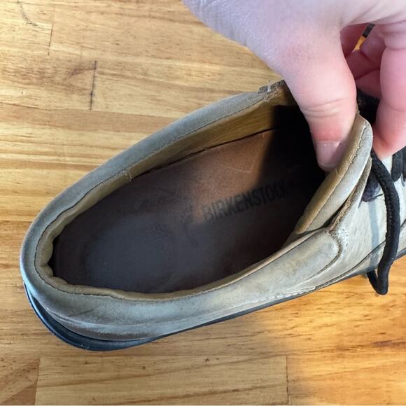 Birkenstock Footprints Taupe Leather Lace Up Sneakers Comfort Shoes Size 38 - Picture 2 of 5